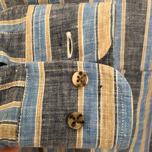 Gitman Brothers Linen Long Sleeve Sport Shirt Size: M - Picture 4 of 8